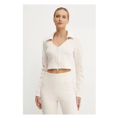 Mikina adidas Originals Femme Galore Rib Cardigan dámská, růžová barva, hladká, JN3018