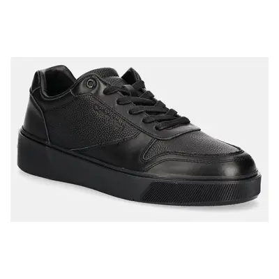 Kožené sneakers boty Calvin Klein LOW TOP LACE UP BSKT LTH černá barva, HM0HM01624