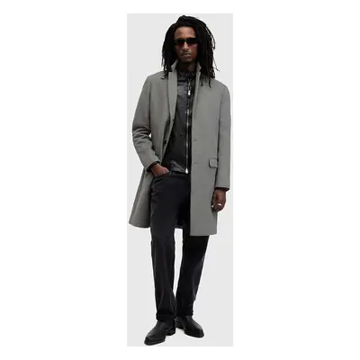 Kabát s příměsí vlny AllSaints HAL COAT šedá barva, přechodný, M005OZ