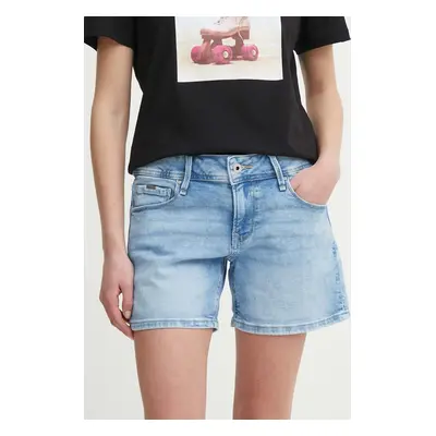 Džínové šortky Pepe Jeans RELAXED SHORT MW dámské, hladké, high waist, PL801109MP2