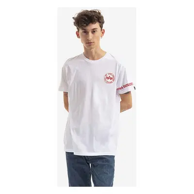 Bavlněné tričko Alpha Industries bílá barva, s potiskem, 128534.09-white