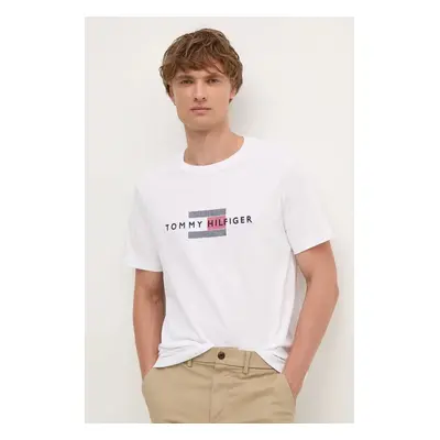 Bavlněné tričko Tommy Hilfiger bílá barva, s aplikací, MW0MW36455