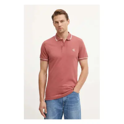 Polo tričko Calvin Klein Jeans vínová barva, J30J315603