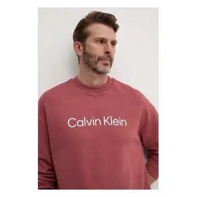 Bavlněná mikina Calvin Klein pánská, fialová barva, s potiskem, K10K112956