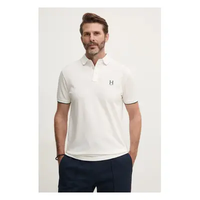 Bavlněné polo tričko Hackett London bílá barva, s aplikací, HM563354