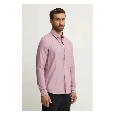 Bavlněná košile Tommy Hilfiger červená barva, slim, s límečkem button-down, MW0MW35769