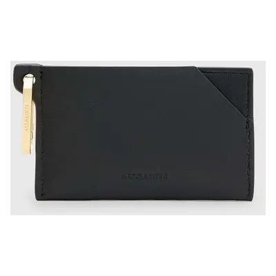 Kožené pouzdro na karty AllSaints HEX CARDHOLDER černá barva, W228XB