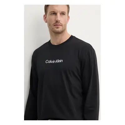 Bavlněné tričko s dlouhým rukávem Calvin Klein černá barva, s potiskem, K10K112396