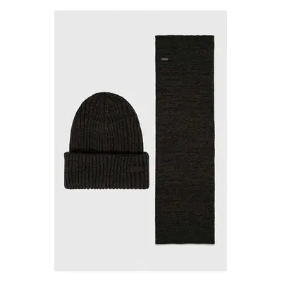 Souprava Barbour Crimdon Beanie & Scarf Gift Set zelená barva, MGS0019