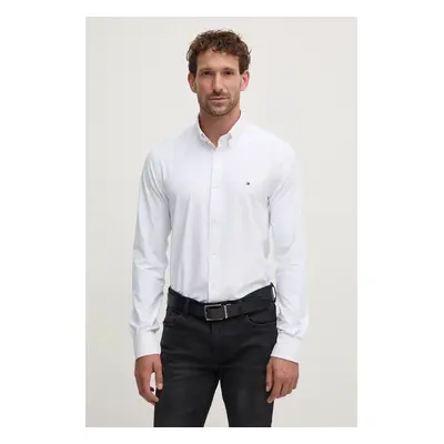 Košile Tommy Hilfiger pánská, bílá barva, slim, s límečkem button-down, MW0MW37356