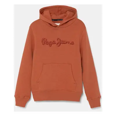 Dětská mikina Pepe Jeans NEW LAMONTY HOODIE oranžová barva, s kapucí, melanžová, PB581614