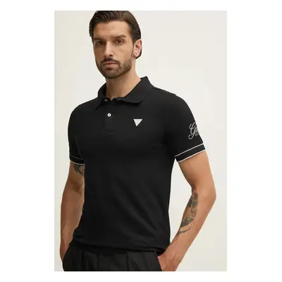 Polo tričko Guess LYLE černá barva, s aplikací, M4BP60.K7O64