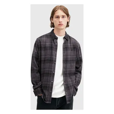 Bavlněná košile AllSaints SONIK LS SHIRT šedá barva, relaxed, s klasickým límcem, M037SB