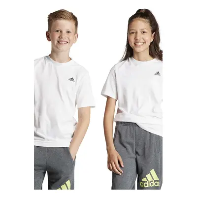 Dětské bavlněné tričko adidas bílá barva, s potiskem