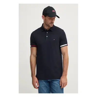 Polo tričko Tommy Hilfiger tmavomodrá barva, s aplikací, MW0MW33156