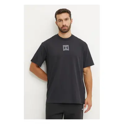 Bavlněné tričko Under Armour HW OS BOX černá barva, s potiskem, 1386803