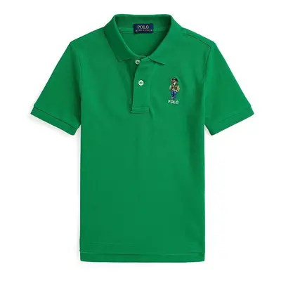 Dětská bavlněná polokošile Polo Ralph Lauren zelená barva, 322952585001