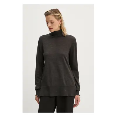 Vlněný svetr Bruuns Bazaar CharleneBBRoll Neck knit dámský, hnědá barva, lehký, s golfem, BBW418