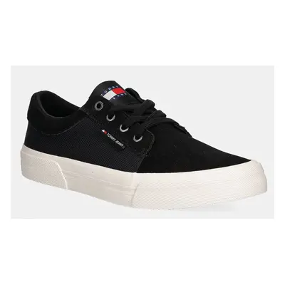 Tenisky Tommy Jeans TJM VULC. SKATER MIX MATERIAL pánské, černá barva, EM0EM01456