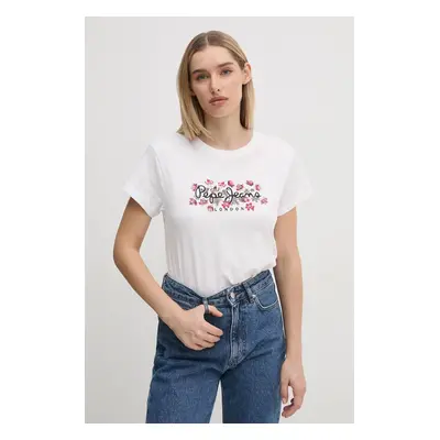 Bavlněné tričko Pepe Jeans GINNY bílá barva, PL505945