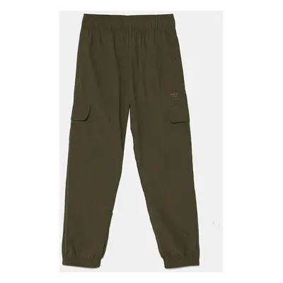 Dětské tepláky adidas Originals CARGO PANTS zelená barva, hladké, IX7619