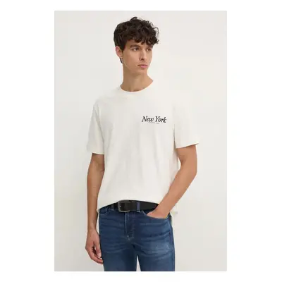 Bavlněné tričko Calvin Klein Jeans béžová barva, s potiskem, J30J326862