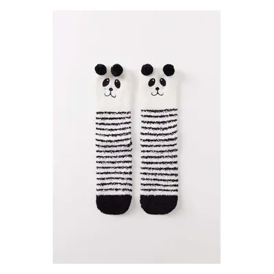 Ponožky women'secret SO FLUFFY PANDA SINGLE dámské, bílá barva, 3618695