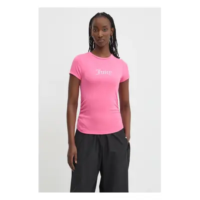 Tričko Juicy Couture DOT RUCHED TEE růžová barva, JCWCT24311