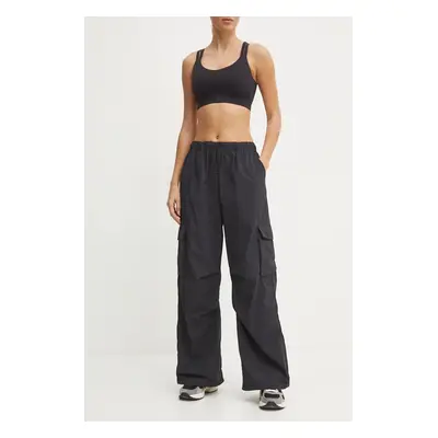 Kalhoty New Balance dámské, černá barva, široké, high waist, WP43534BK