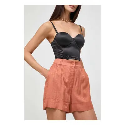 Kraťasy Twinset dámské, oranžová barva, hladké, high waist