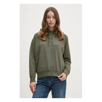 Mikina Pepe Jeans FELICITY HOODIE dámská, zelená barva, s kapucí, hladká, PL581462