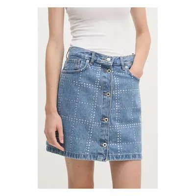 Džínová sukně Pepe Jeans MINI SKIRT HW GLITTER modrá barva, mini, áčková, PL901164