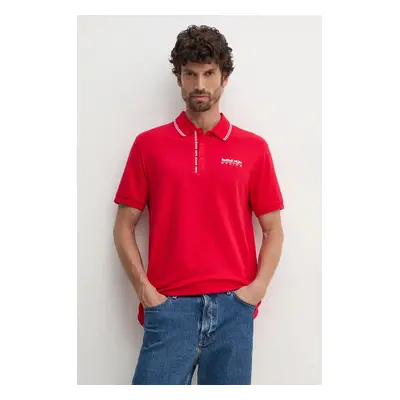 Polo tričko Red Bull Racing x Pepe Jeans červená barva, s potiskem, RM540001