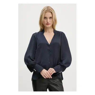 Košile ZADIG&VOLTAIRE dámská, tmavomodrá barva, regular, WWSH00572