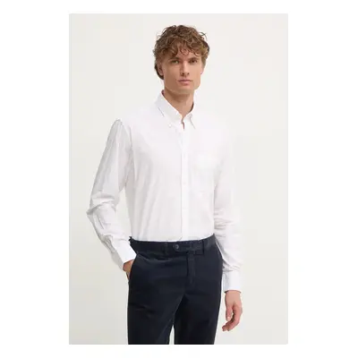 Bavlněná košile United Colors of Benetton bílá barva, regular, s límečkem button-down, 52MCUQ04B