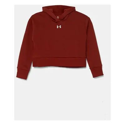 Dětská mikina Under Armour UA Rival Fleece Crop vínová barva, s kapucí, melanžová