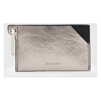 Kožené pouzdro na karty AllSaints HEX CARDHOLDER stříbrná barva, W173XB