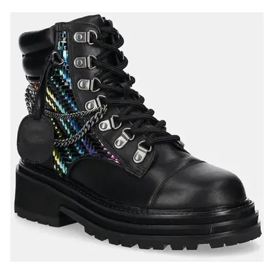 Kožené workery Kurt Geiger London Chelsea Combat Boot dámské, černá barva, na platformě, 3423805