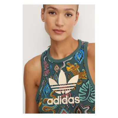 Top adidas Originals X Farm Rio dámský, zelená barva, IW0798