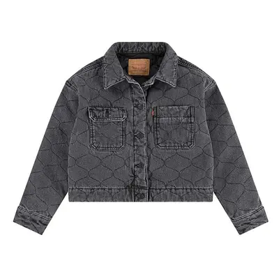 Dětská riflová bunda Levi's QUILTED TRUCKER JACKET šedá barva, 3EL097