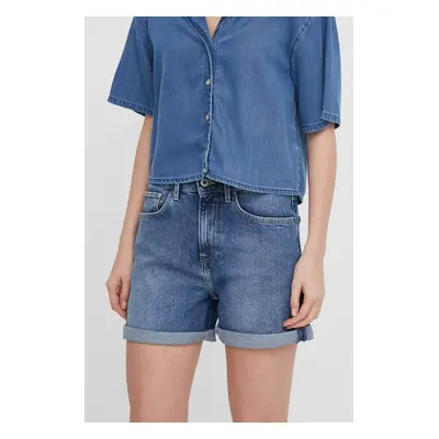 Džínové šortky Pepe Jeans SKINNY SHORT HW dámské, hladké, high waist, PL801121HU5