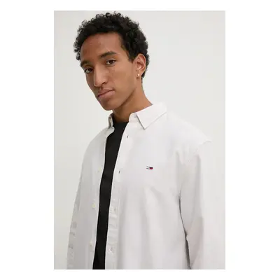 Bavlněná košile Tommy Jeans bílá barva, regular, s límečkem button-down, DM0DM19134