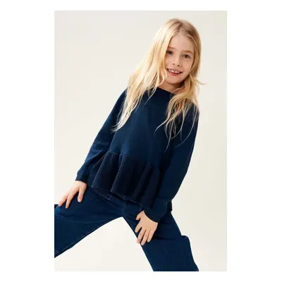 Dětský svetr Liewood Esme Lurex Knit Jumper tmavomodrá barva, LW19547