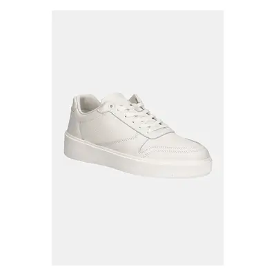 Kožené sneakers boty Calvin Klein LOW TOP LACE UP BSKT LTH bílá barva, HM0HM01624