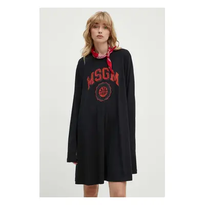 Bavlněné šaty MSGM černá barva, mini, oversize, 3741MDA78.247798