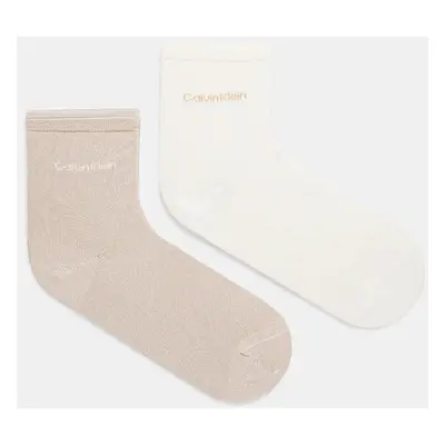 Ponožky Calvin Klein 2-pack dámské, béžová barva, 701229452