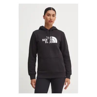 Mikina The North Face Drew Peak Pullover Hoodie dámská, černá barva, s kapucí, s aplikací, NF0A8