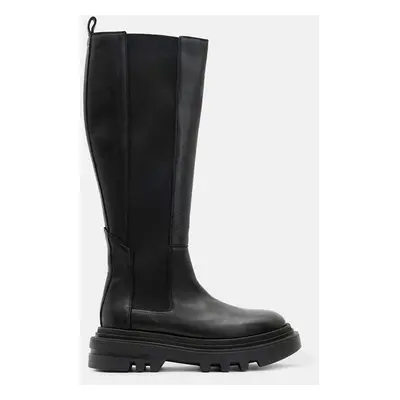 Kozačky AllSaints Monica Boot dámské, černá barva, na platformě, W059FB