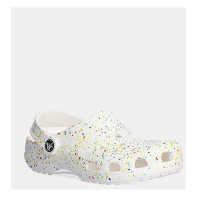 Dětské pantofle Crocs CLASSIC PAINT SPLATTER CLOG bílá barva, 210349