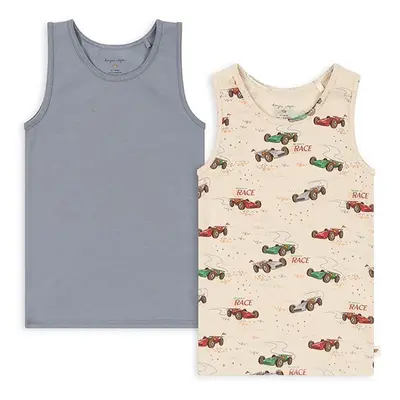 Dětský top Konges Sløjd BASIC 2 PACK TANKTOP GOTS 2-pack béžová barva, vzorovaný, KS101410